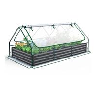 Jardinière surélevée Quictent avec couvercle, ensemble de bacs à fleurs pour l'extérieur, serre dotée de 2 grandes fenêtres à fermeture éclair, 240 x 120 x 30 cm, transparente