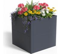 Jardinière surélevée Relaxdays, acier thermolaqué, pour fleurs, plantes et légumes, H x l x P : 50 x 50 x 50 cm, jardinière, gris