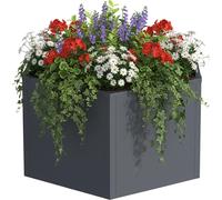 Jardinière surélevée Relaxdays, acier thermolaqué, pour fleurs, plantes et légumes, H x l x P : 52 x 100 x 87 cm, jardinière, gris