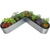 Jardinière surélevée Relaxdays, en L, métal galvanisé, H x l x P : 43 x 203 x 203 cm, jardinière pour légumes, herbes aromatiques et fleurs, couleur argent