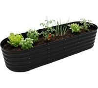 Jardinière surélevée Relaxdays, en métal galvanisé, pour fleurs, plantes et légumes, dimensions : 45 x 200 x 60 cm, jardinière ovale, noire