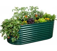 Jardinière surélevée Relaxdays, en métal galvanisé, pour fleurs, plantes et légumes, dimensions : 80 x 160 x 80 cm, jardinière ovale, verte