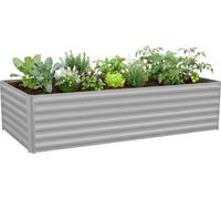 Jardinière surélevée Relaxdays, en métal galvanisé, pour fleurs, plantes et légumes, H x l x P : 57 x 240 x 90 cm, jardinière de jardin, gris clair
