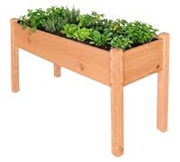 Jardinière surélevée Relaxdays, jardin d'herbes aromatiques, H x l x P : 76 x 127 x 46 cm, jardin, balcon, terrasse, bac à fleurs, bois de sapin, orange