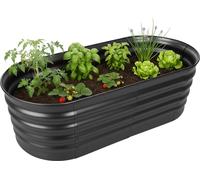 Jardinière surélevée Relaxdays, métal galvanisé, fleurs, plantes et légumes, H x l x P : 45 x 150 x 60 cm, jardinière ovale, anthracite