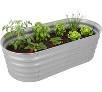 Jardinière surélevée Relaxdays, métal galvanisé, fleurs, plantes et légumes, H x l x P : 45 x 150 x 60 cm, jardinière ovale, gris clair