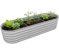 Jardinière surélevée Relaxdays, métal galvanisé, fleurs, plantes et légumes, H x l x P : 45 x 240 x 60 cm, jardinière ovale, gris clair