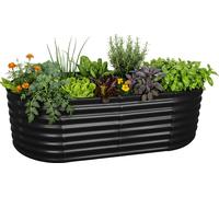 Jardinière surélevée Relaxdays, métal galvanisé, fleurs, plantes et légumes, H x l x P : 60 x 200 x 100 cm, jardinière ovale, noir