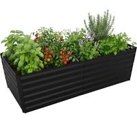 Jardinière surélevée Relaxdays, métal galvanisé, H x l x P : 57 x 180 x 90 cm, jardinière carrée pour légumes, herbes aromatiques et fleurs, noire