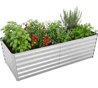 Jardinière surélevée RelaxRelaxdays, métal galvanisé, fleurs, plantes et légumes, dimensions : 60 x 200 x 100 cm, jardinière rectangulaire, couleur argent