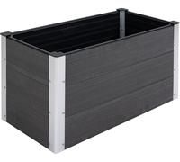 Jardinière surélevée résistante aux intempéries en WPC et aluminium, sans fond, grise, 100 x 50 x 50 cm