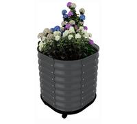 Jardinière surélevée ronde - Bac à plantes avec roulettes - En aluminium - Mobile - Pour légumes, fleurs et herbes aromatiques - Noir