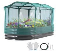 Jardinière surélevée VEVOR 180 x 90 x 30 cm, jardinière ovale avec système d'arrosage et filet de protection, ensemble de jardinières d'extérieur, parterre de fleurs, bac à fleurs, convient pour les f