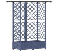Jardinière surélevée vidaXL avec treillis et toit, gris, 124 x 40 x 121 cm, PP