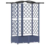 Jardinière surélevée vidaXL avec treillis et toit, gris, 124 x 40 x 123 cm, PP