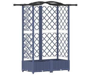 Jardinière surélevée vidaXL avec treillis et toit, gris, 124 x 40 x 123 cm, PP