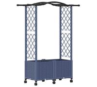 Jardinière surélevée vidaXL avec treillis et toit, gris, 125 x 40 x 144 cm, PP