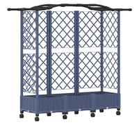 Jardinière surélevée vidaXL avec treillis et toit, gris, 163 x 40 x 129 cm, PP