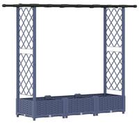Jardinière surélevée vidaXL avec treillis et toit, gris, 164 x 40 x 121 cm, PP