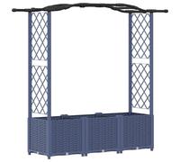Jardinière surélevée vidaXL avec treillis et toit, gris, 164 x 40 x 138 cm, PP