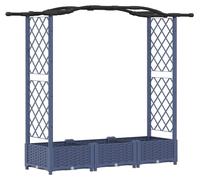 Jardinière surélevée vidaXL avec treillis et toit, gris, 169 x 40 x 123 cm, PP