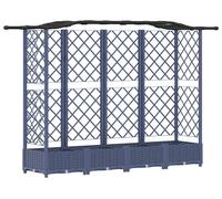 Jardinière surélevée vidaXL avec treillis et toit, gris, 203,5 x 40 x 123 cm, PP
