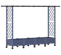 Jardinière surélevée vidaXL avec treillis et toit, gris, 203 x 40 x 127 cm, PP