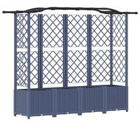 Jardinière surélevée vidaXL avec treillis et toit, gris, 204 x 40 x 138 cm, PP