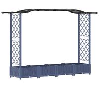 Jardinière surélevée vidaXL avec treillis et toit, gris, 207 x 40 x 123 cm, PP
