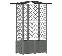 Jardinière surélevée vidaXL avec treillis et toit, gris clair, 122 x 40 x 138 cm, PP