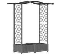 Jardinière surélevée vidaXL avec treillis et toit, gris clair, 124 x 40 x 123 cm, PP