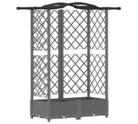 Jardinière surélevée vidaXL avec treillis et toit, gris clair, 124 x 40 x 123 cm, PP