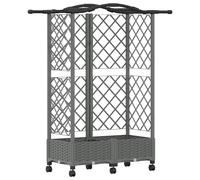 Jardinière surélevée vidaXL avec treillis et toit, gris clair, 124 x 40 x 129 cm, PP