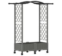 Jardinière surélevée vidaXL avec treillis et toit, gris clair, 124 x 40 x 129 cm, PP