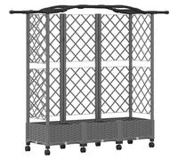 Jardinière surélevée vidaXL avec treillis et toit, gris clair, 163 x 40 x 129 cm, PP