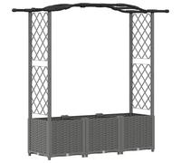 Jardinière surélevée vidaXL avec treillis et toit, gris clair, 164 x 40 x 138 cm, PP
