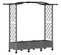Jardinière surélevée vidaXL avec treillis et toit, gris clair, 169 x 40 x 129 cm, PP