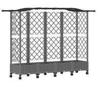 Jardinière surélevée vidaXL avec treillis et toit, gris clair, 203,5 x 40 x 129 cm
