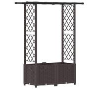 Jardinière surélevée vidaXL avec treillis et toit, marron, 124,5 x 40 x 136 cm, PP