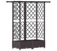 Jardinière surélevée vidaXL avec treillis et toit, marron, 124 x 40 x 121 cm, PP