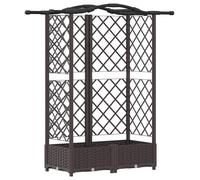Jardinière surélevée vidaXL avec treillis et toit, marron, 124 x 40 x 123 cm, PP