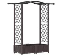 Jardinière surélevée vidaXL avec treillis et toit, marron, 124 x 40 x 123 cm, PP