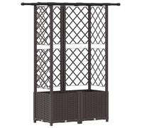 Jardinière surélevée vidaXL avec treillis et toit, marron, 124 x 40 x 136 cm, PP
