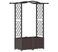 Jardinière surélevée vidaXL avec treillis et toit, marron, 125 x 40 x 138 cm, PP