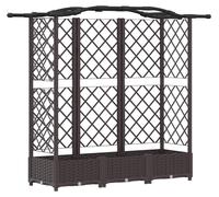 Jardinière surélevée vidaXL avec treillis et toit, marron, 163 x 40 x 123 cm, PP