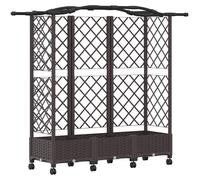 Jardinière surélevée vidaXL avec treillis et toit, marron, 163 x 40 x 129 cm, PP