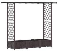 Jardinière surélevée vidaXL avec treillis et toit, marron, 164 x 40 x 121 cm, PP