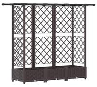 Jardinière surélevée vidaXL avec treillis et toit, marron, 164 x 40 x 121 cm, PP