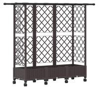 Jardinière surélevée vidaXL avec treillis et toit, marron, 164 x 40 x 127 cm, PP