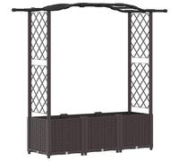Jardinière surélevée vidaXL avec treillis et toit, marron, 164 x 40 x 138 cm, PP